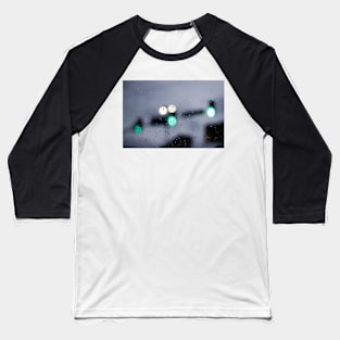 Urban traffic lights through wet glass Baseball T-Shirt